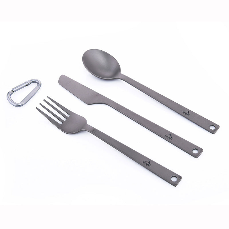 Sleek Titanium Cutlery Set | Pure Titanium Knife, Fork And Spoon | Outdoor Camping Tableware