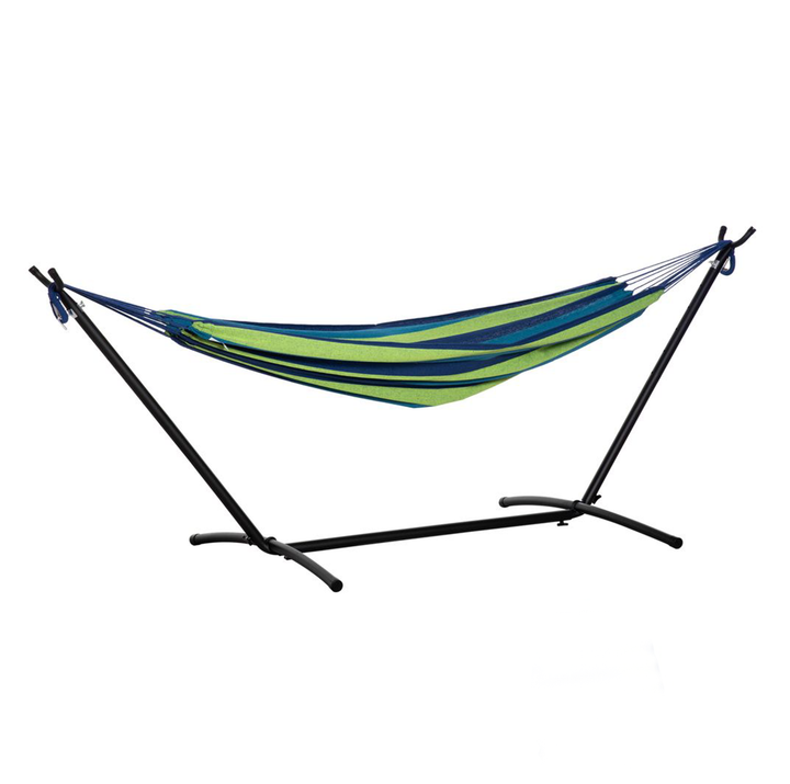 Hammock with Metal Stand Portable Carrying Bag 294 x 117cm 120kg Green Stripe