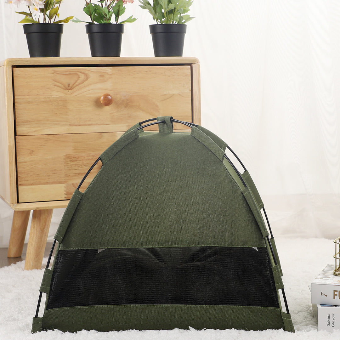 Premium Pet Canvas Tent with Dual Comfort Mat