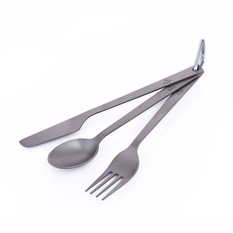 Sleek Titanium Cutlery Set | Pure Titanium Knife, Fork And Spoon | Outdoor Camping Tableware