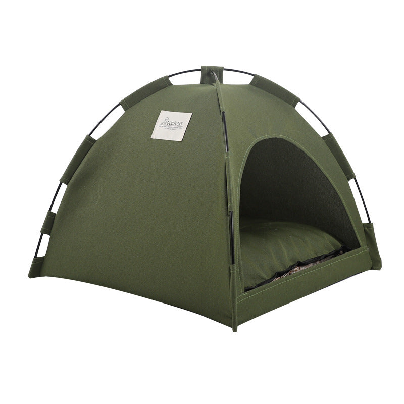 Premium Pet Canvas Tent with Dual Comfort Mat