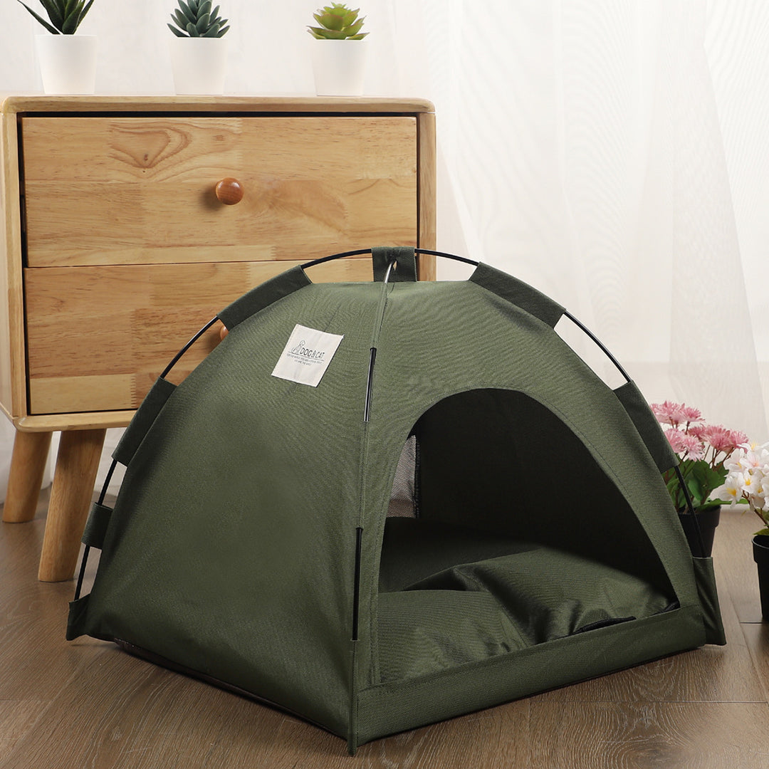 Premium Pet Canvas Tent with Dual Comfort Mat