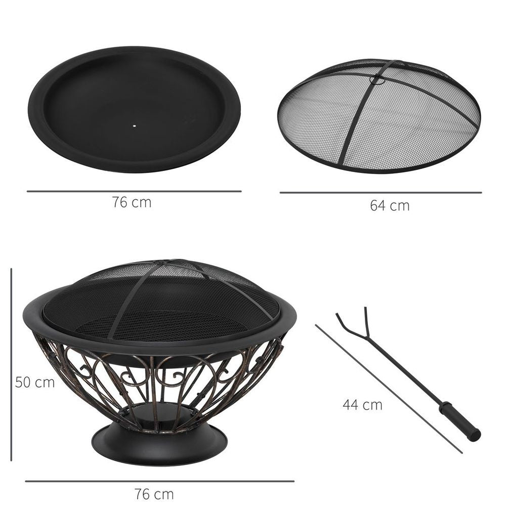 Fire Pit Metal Fire Bowl Fireplace Patio Heater for Garden, Backyard