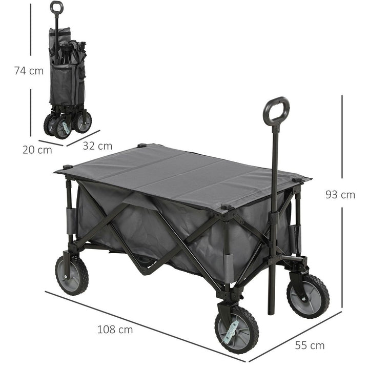 Folding Garden Trolley Collapsible Camping Trolley Steel with Folding Board