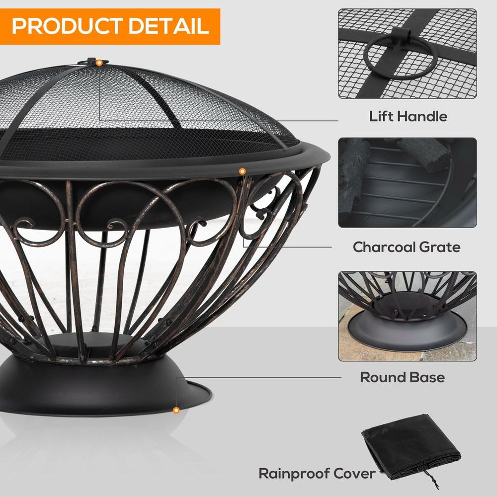 Fire Pit Metal Fire Bowl Fireplace Patio Heater for Garden, Backyard