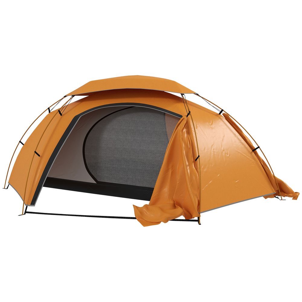 Outsunny Camping Tent Dome Tent with Removable Rainfly for 1-2 Man, Grey