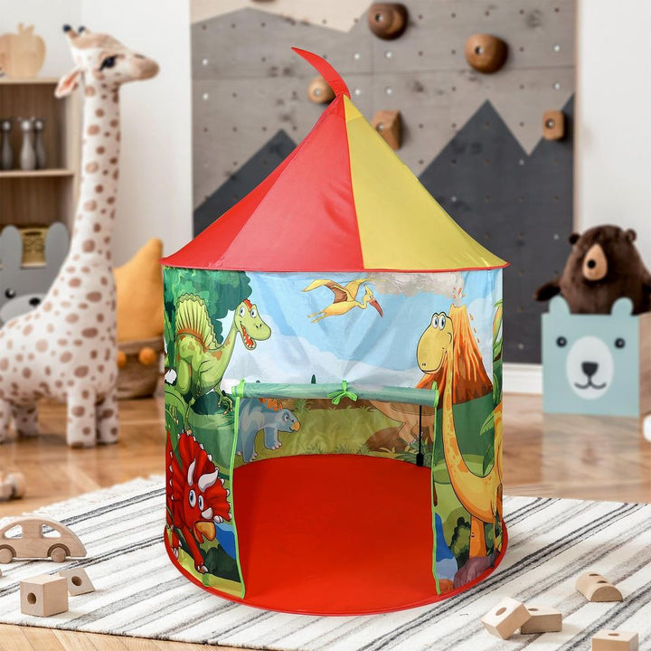 Dinosaur Play Tent Portable Foldable Red & Yellow Pop Up Garden Playhouse Tent