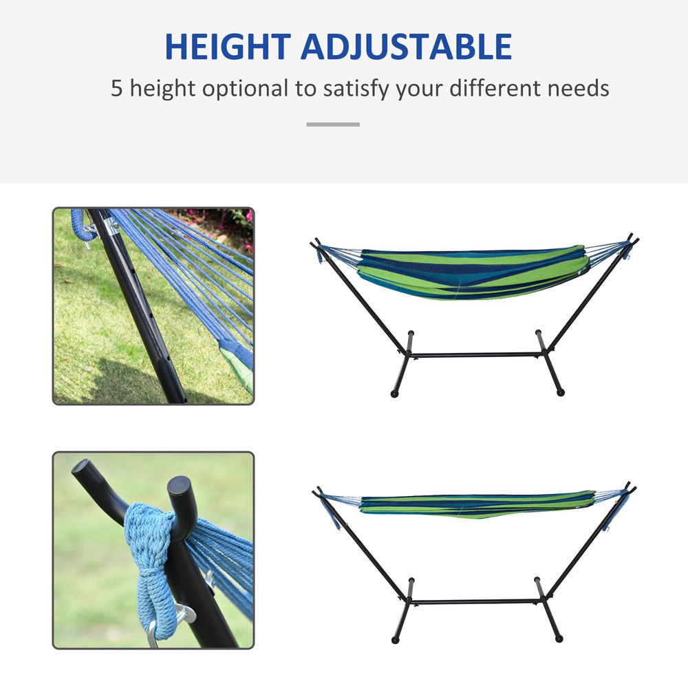 Hammock with Metal Stand Portable Carrying Bag 294 x 117cm 120kg Green Stripe