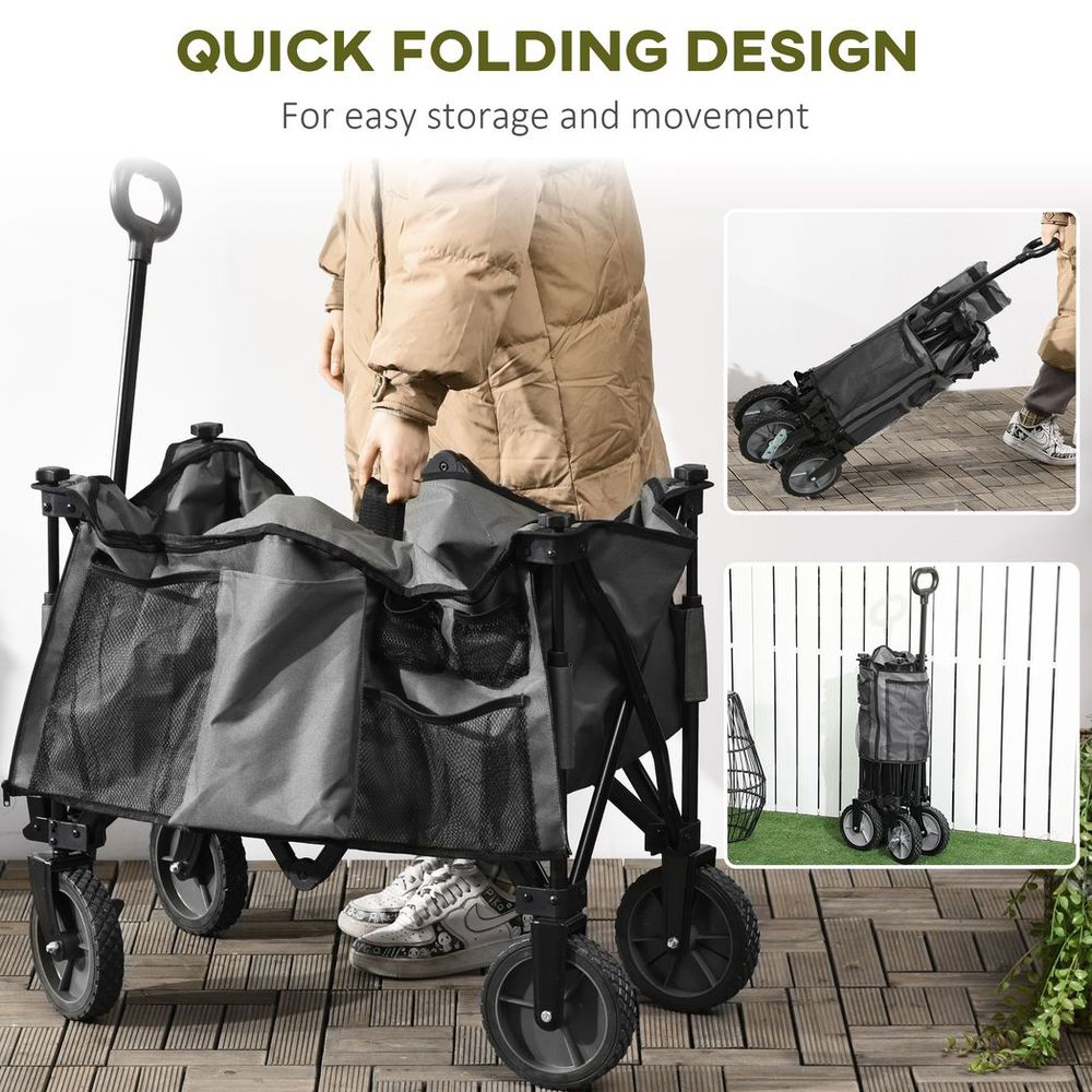 Folding Garden Trolley Collapsible Camping Trolley Steel with Folding Board