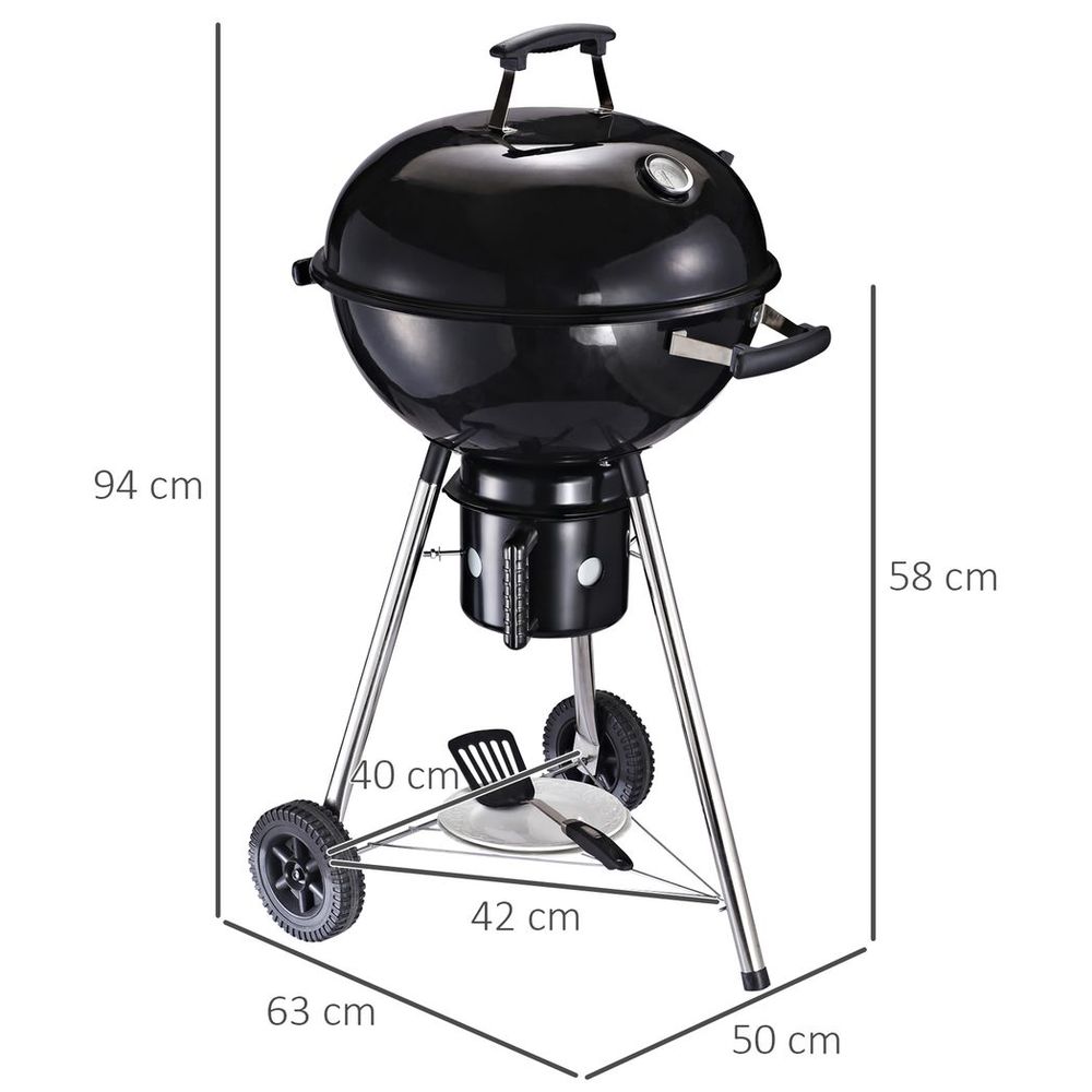 Freestanding Charcoal BBQ Grill Portable Cooking Smoker Cooker w/ Wheels