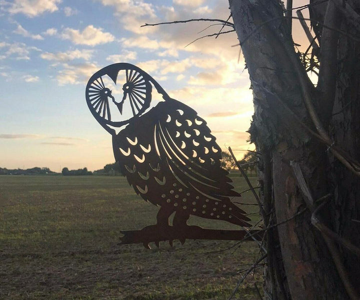 Rusty Metal BARN OWL Garden sign Ornament decoration