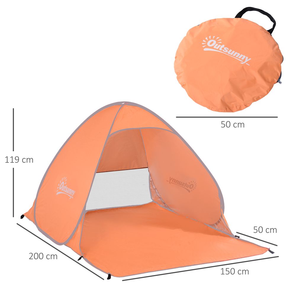 Beach Tent Instant Camping Pop up Tent Sun Shade Shelter, Orange Outsunny