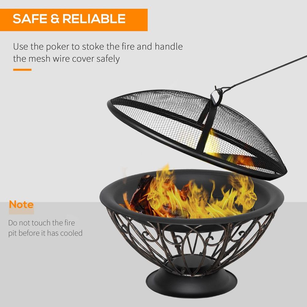 Fire Pit Metal Fire Bowl Fireplace Patio Heater for Garden, Backyard